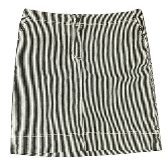 Talbots Women’s Gray White Striped Nautical Summer Classic Basic Skirt Size 14 - Picture 1 of 8
